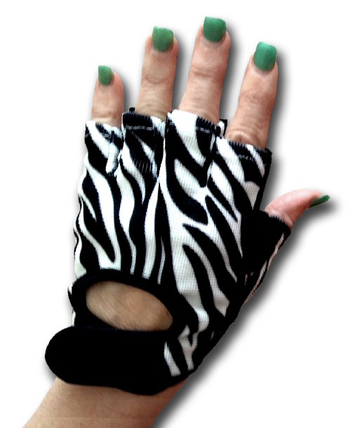 Women's Zebra style gym gloves