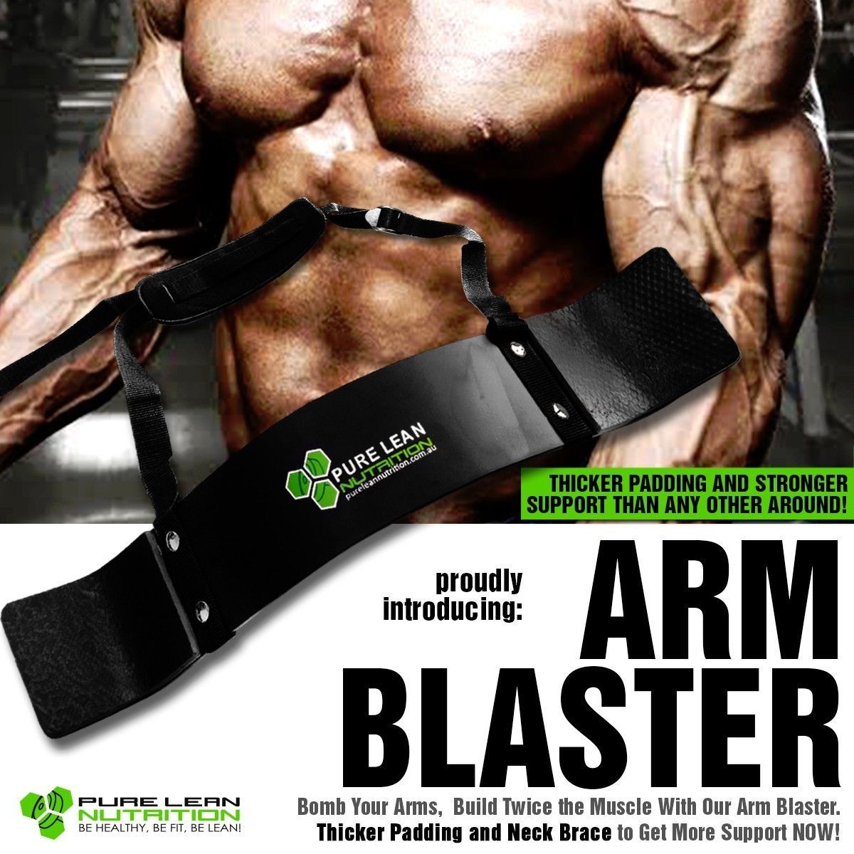 BICEP ARM BLASTER EZ BAR CURL BODYBUILDING TRAINING FITNESS WEIGHT