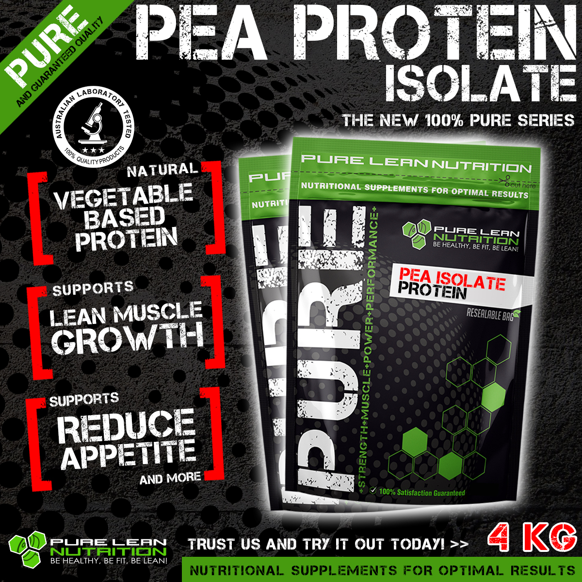 4KG PEA PROTEIN ISOLATE VEGAN VEGETARIAN ALTERNATIVE TO WHEY PROTEIN